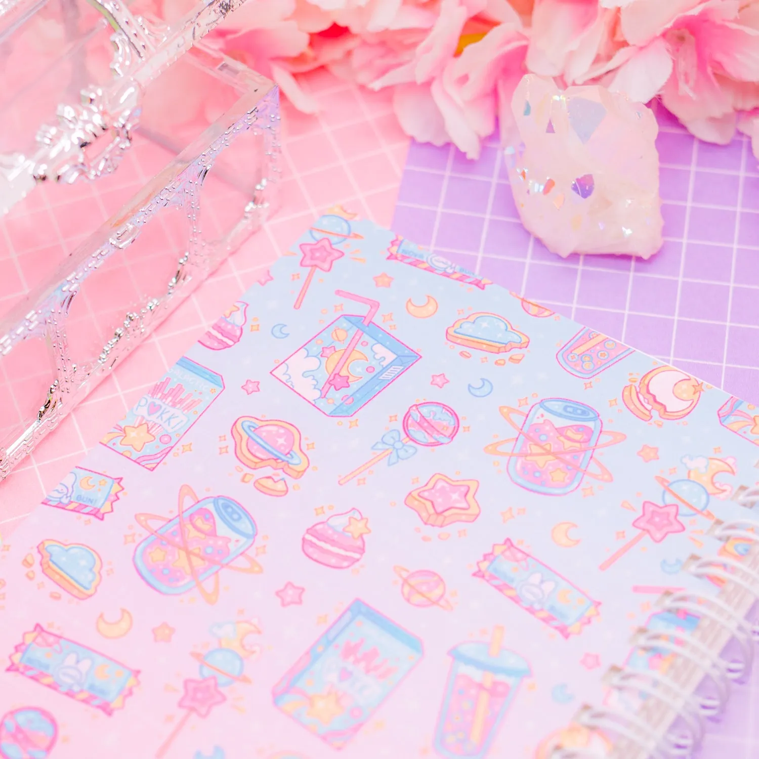 Re-usable sticker collecting book - Cosmic Snacks (A6)
