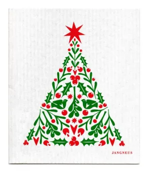 Red Christmas Tree Dishcloth