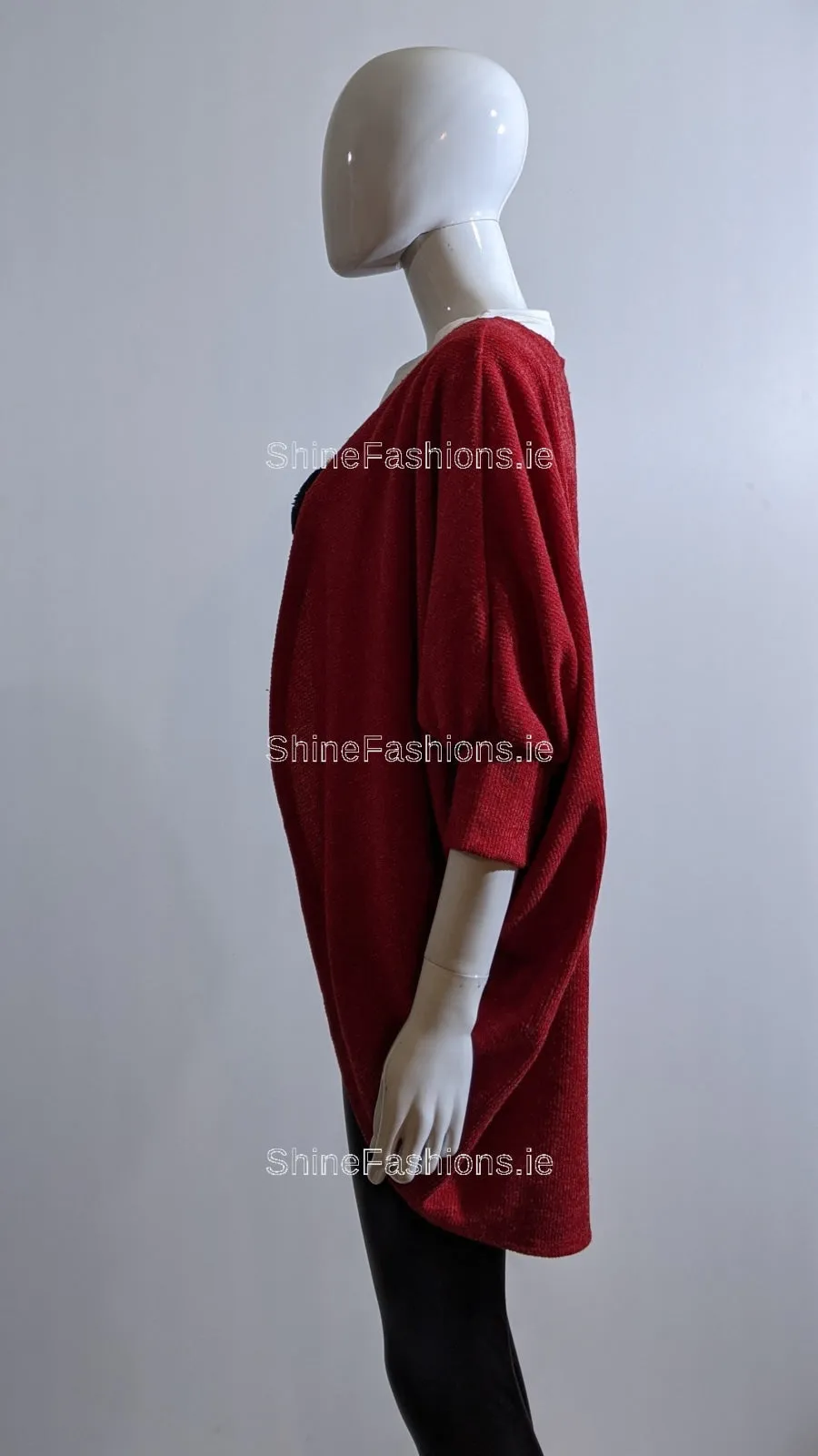 Red Waterfall Loose Open Cardigan