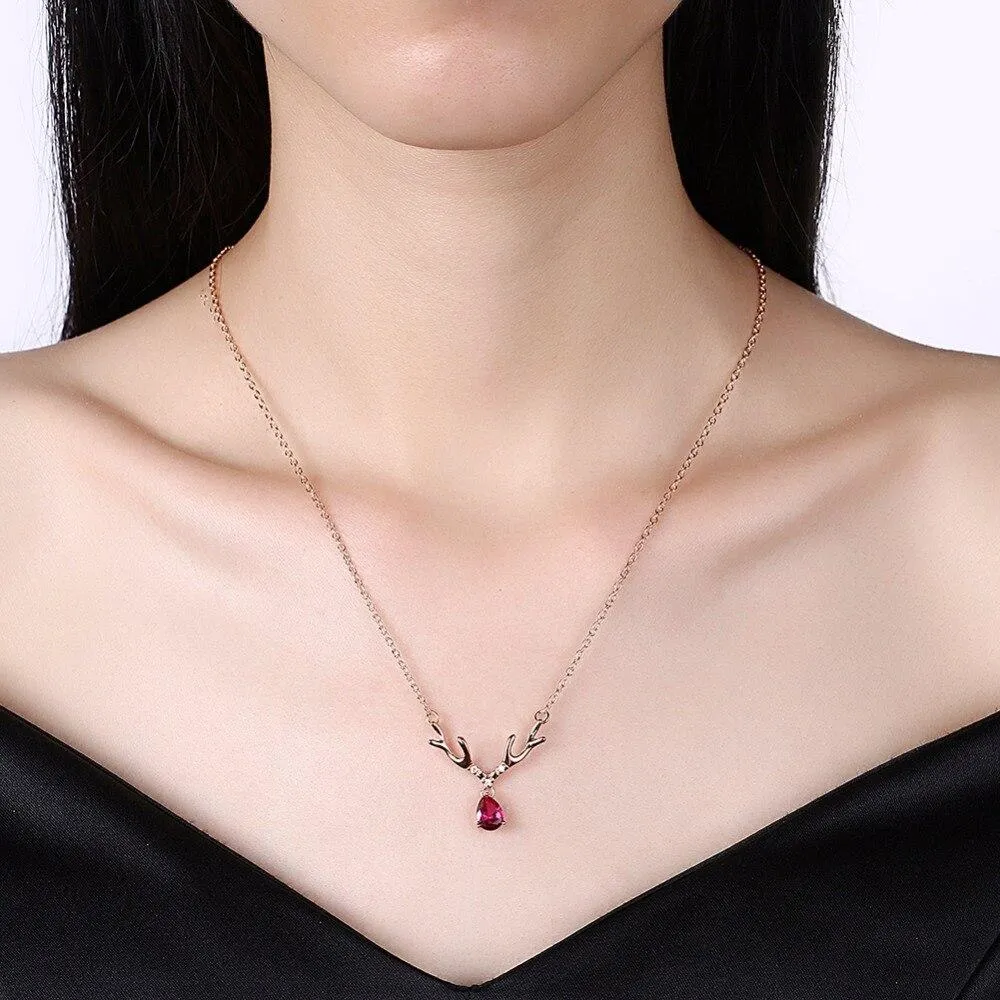 Red Zircon Link Chain, Trendy Women’s Jewelry, Fashion Gold Necklace for Girls