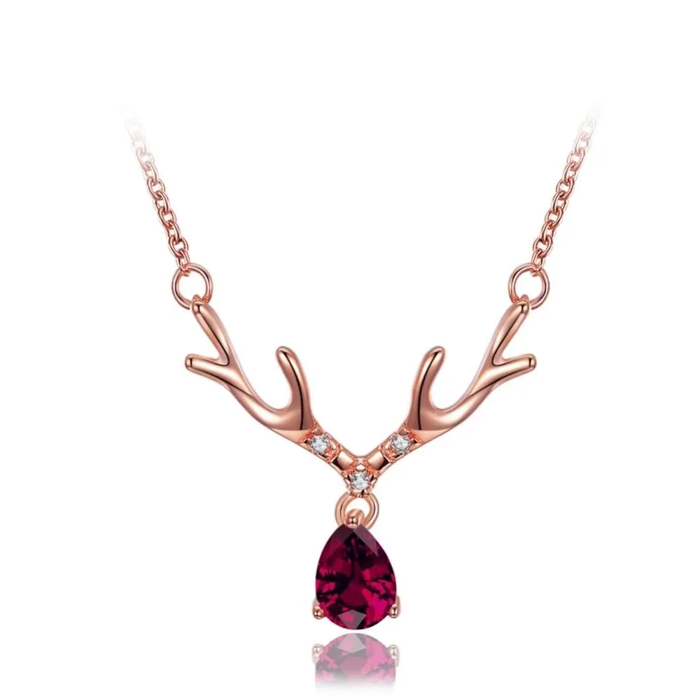 Red Zircon Link Chain, Trendy Women’s Jewelry, Fashion Gold Necklace for Girls