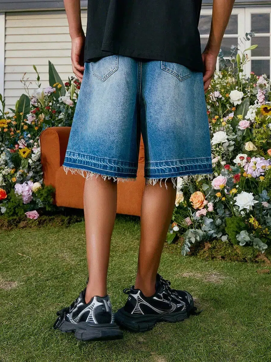 Relaxed Fit Blue Denim Shorts