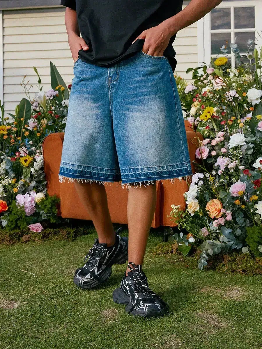 Relaxed Fit Blue Denim Shorts