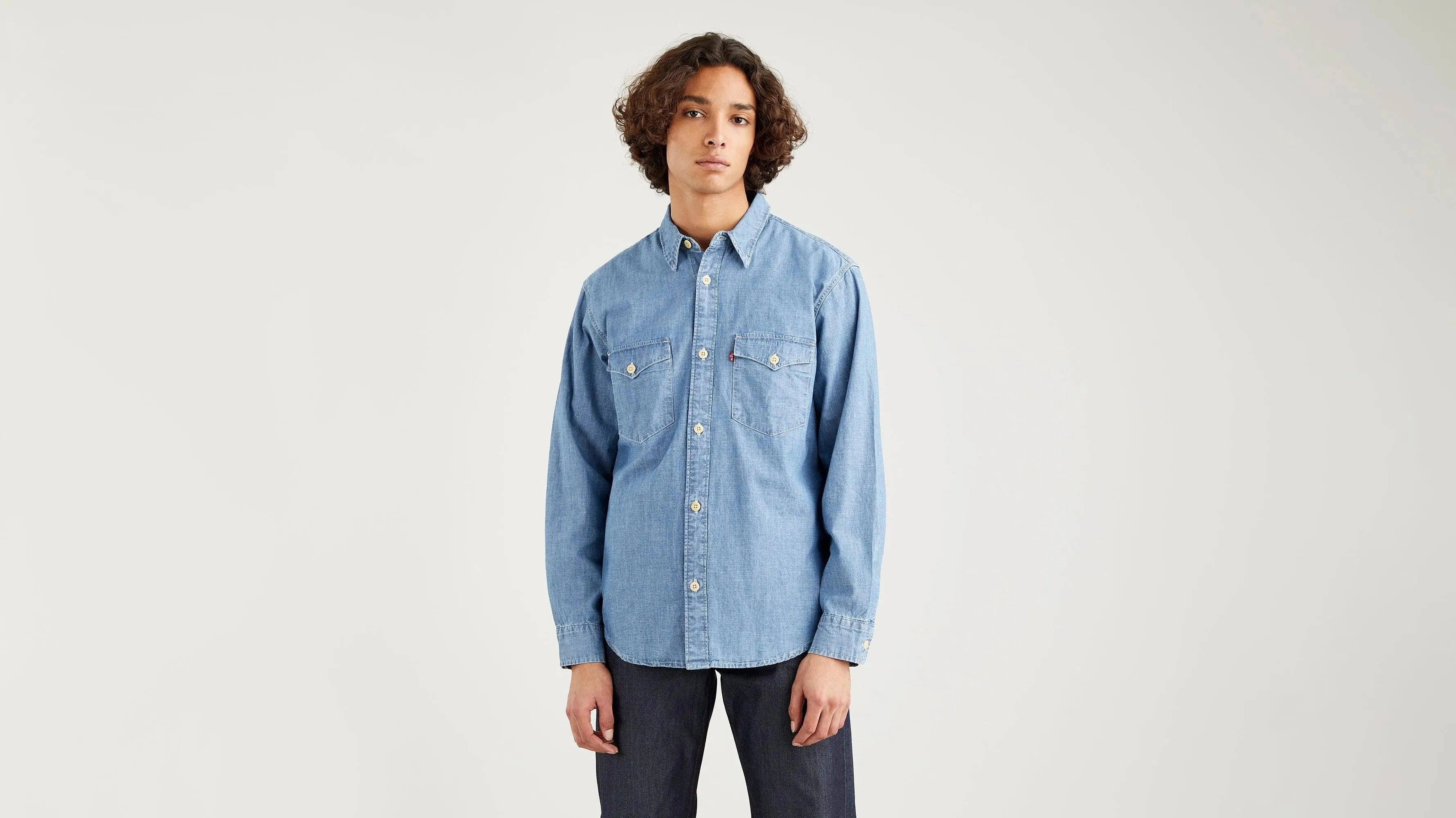 Relaxed Fit Western Shirt Cambray Light - Azul