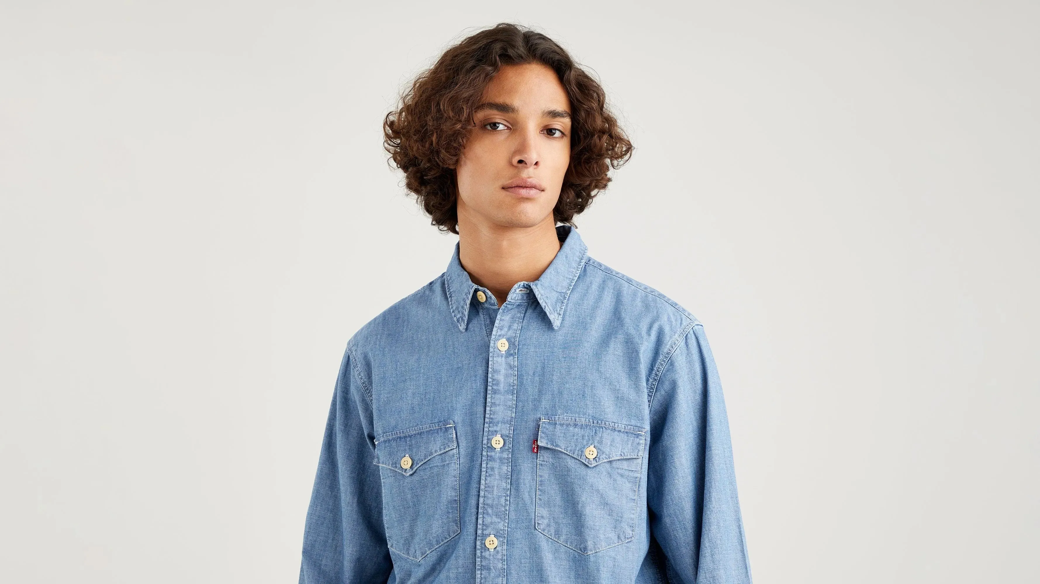 Relaxed Fit Western Shirt Cambray Light - Azul