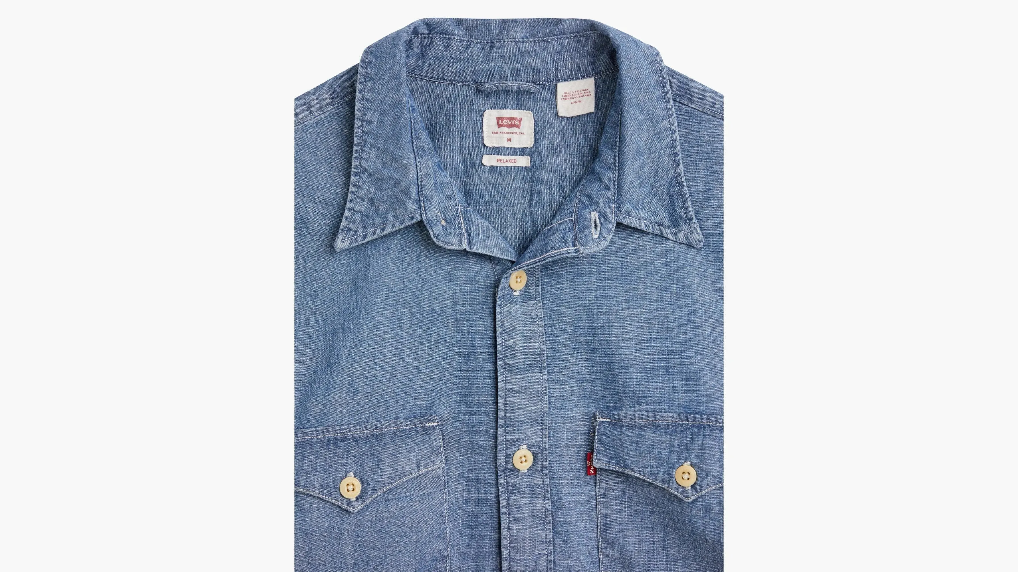 Relaxed Fit Western Shirt Cambray Light - Azul