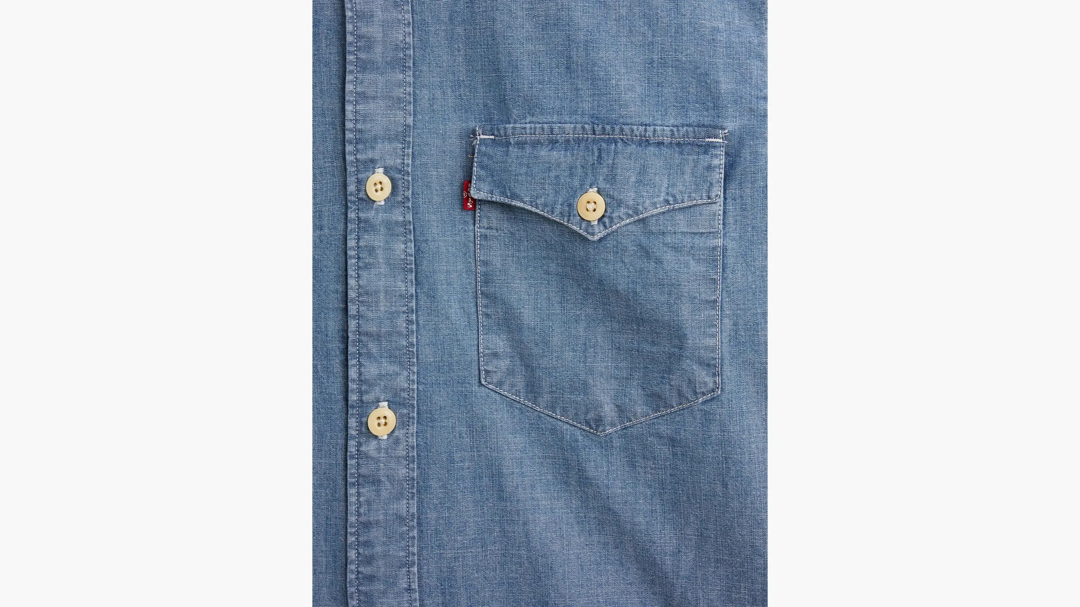 Relaxed Fit Western Shirt Cambray Light - Azul