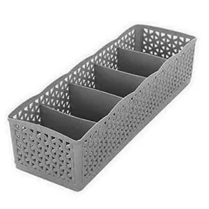 Roossys 1Pcs 5Grids Mini Wardrobe Storage Organizer-Wardrobe Storage Box Basket-Underwear Drawer Organizer Women-Organizer Women Men Socks-Underwear Storage Box Drawer-Box Plastic for Storage (Gray)