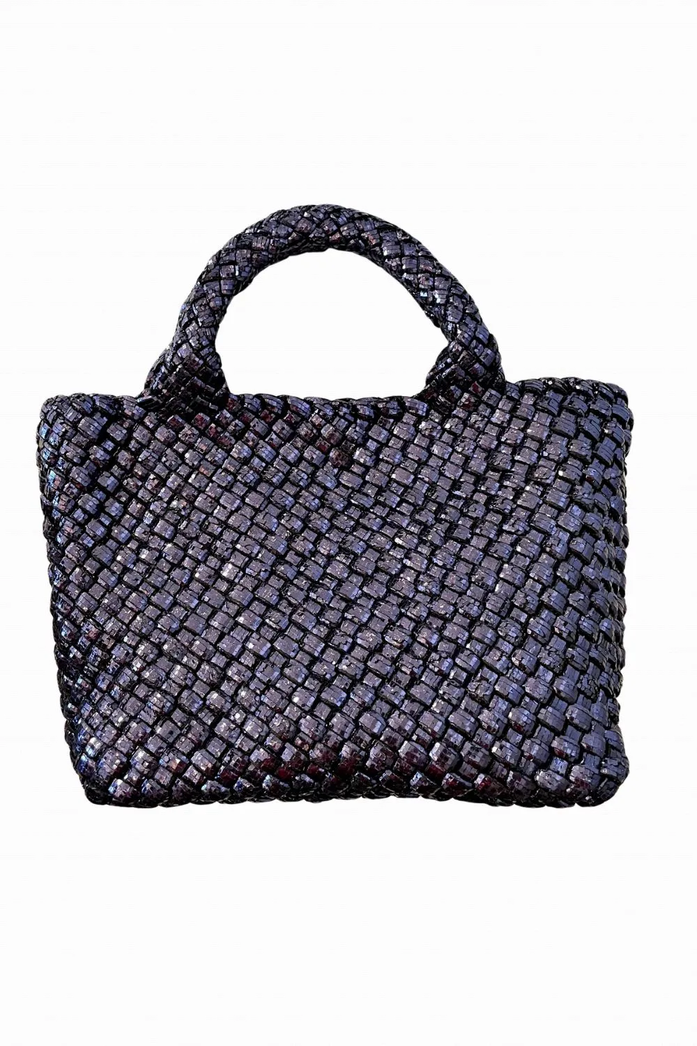 ROSELLE AGNES METALLIC WOVEN NEOPRENE TOTE NAVY