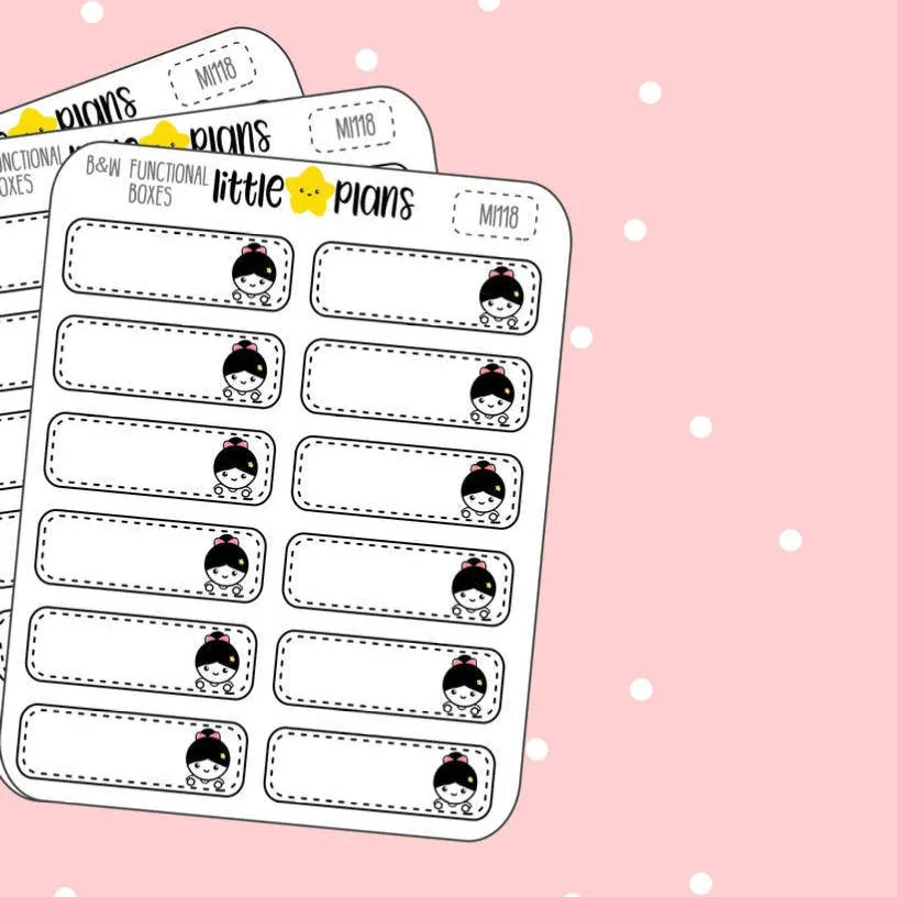 Rounded Peeking at the Corners Functional Boxes Planner Stickers | Mimi