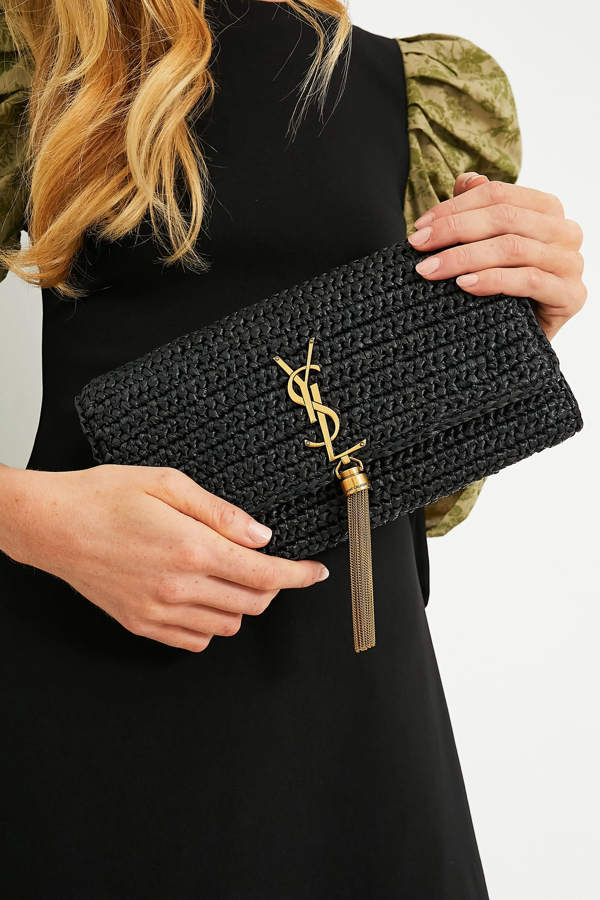 Saint Laurent Nero Raffia Kate Shoulder Bag