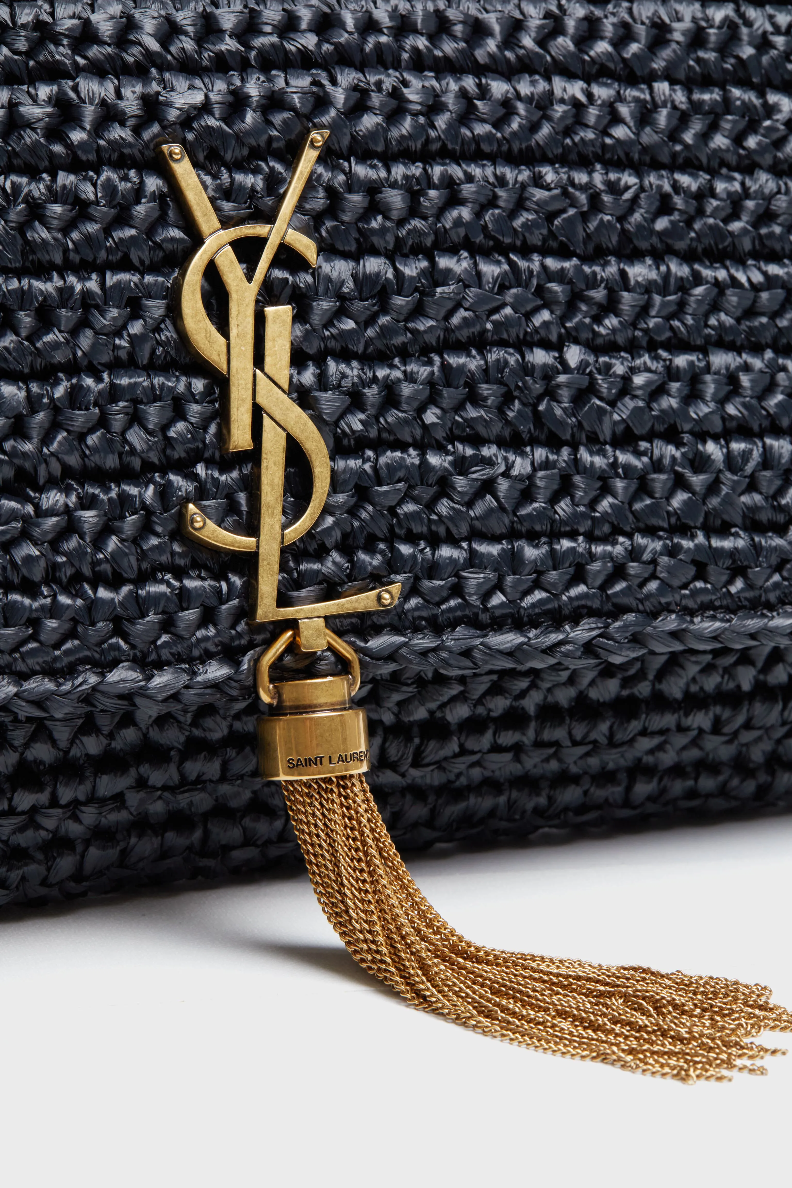 Saint Laurent Nero Raffia Kate Shoulder Bag