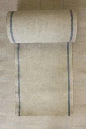 Sajou : Natural Linen Band to Embroider - Blue Border