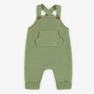 Salopette de maille verte en imitation cachemire, naissance || Green knitted overall imitation cashmere, newborn
