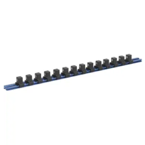 Sealey Premier Socket Retaining Rail with 14 Clips Aluminium 1/2"Sq Drive