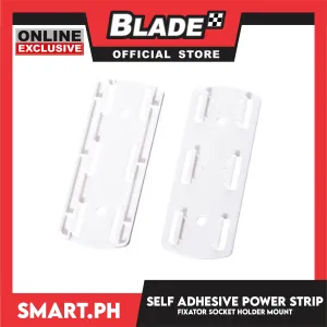 Self Adhesive Wall Mounted Rectangular Power Strip Fixator Socket Holder Mount (White)
