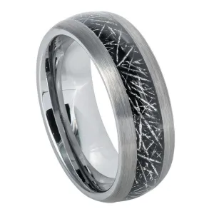 Semi-Domed Ring with Imitation Meteorite Inlay ��������� 8mm