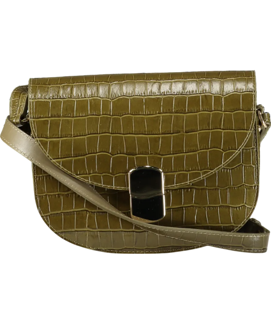 Sezane Green Claude Pistachio Croc Bag