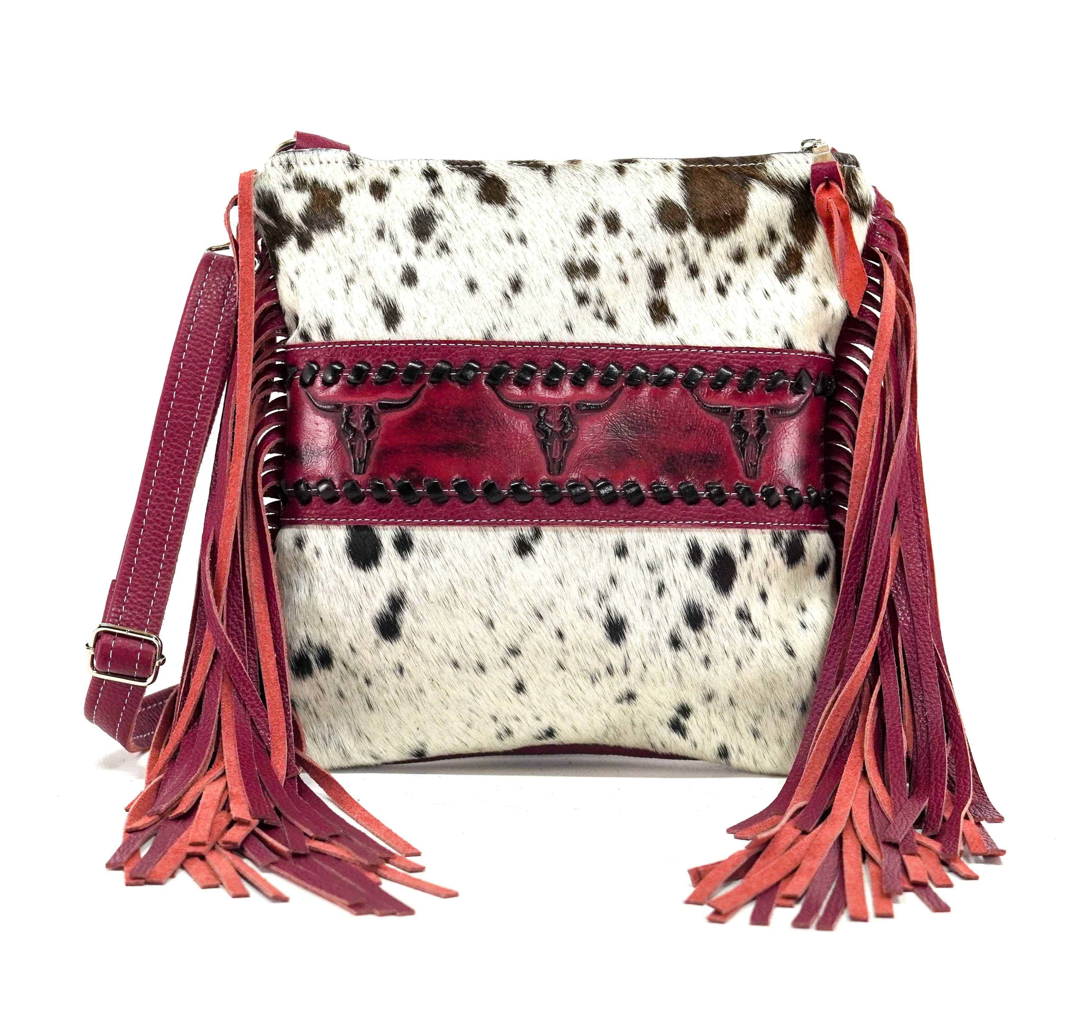 Shania - Chocolate & White w/ Red Skulls
