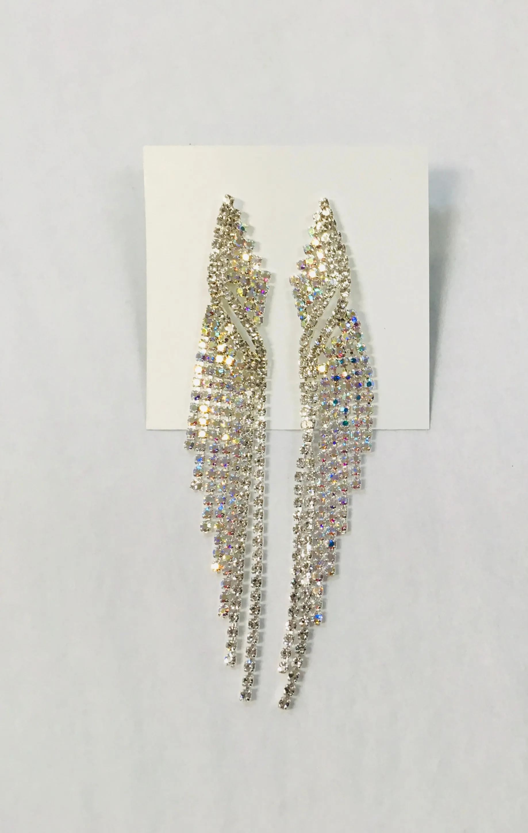 Silver Diagonal Tassel Earrings