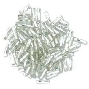 Silver twisted bugle beads