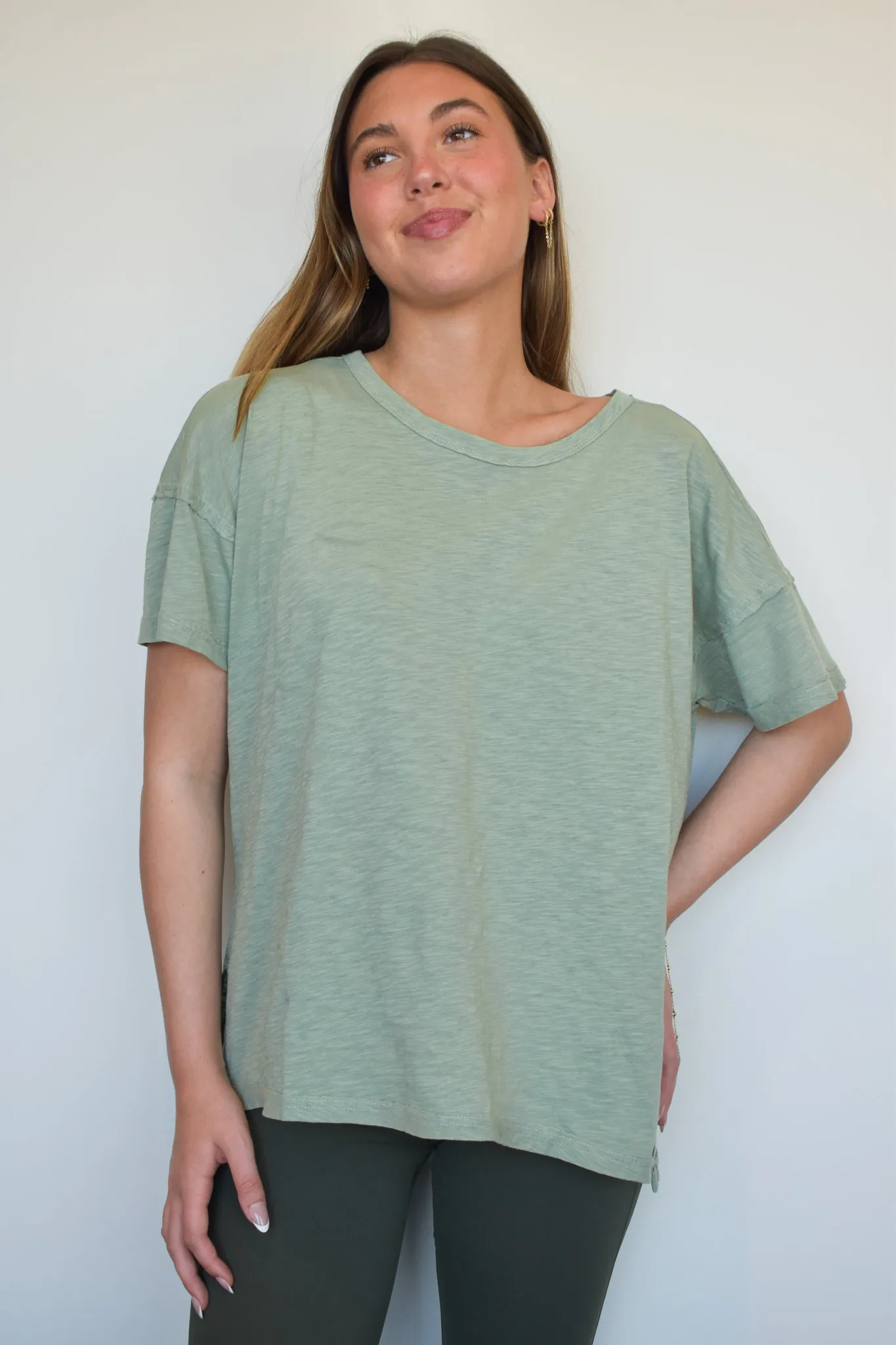 Simply Lovely Relaxed Fit Tee- Sage