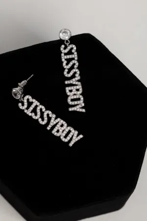 Sissy Boy Diamante Dropped Earrings Sliver