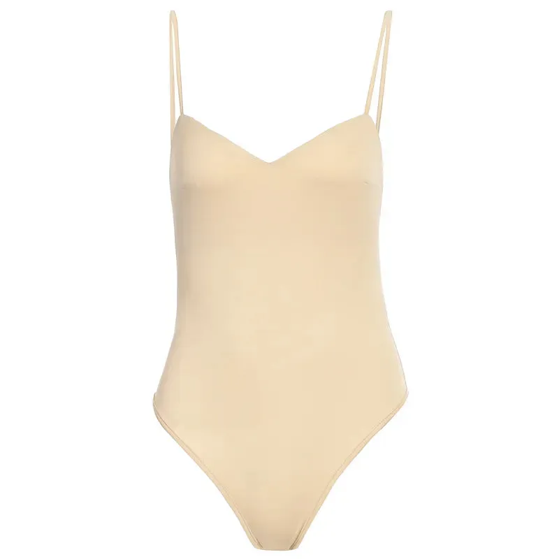 Sleek Sleeveless Bodycon Bodysuit with Spaghetti Straps