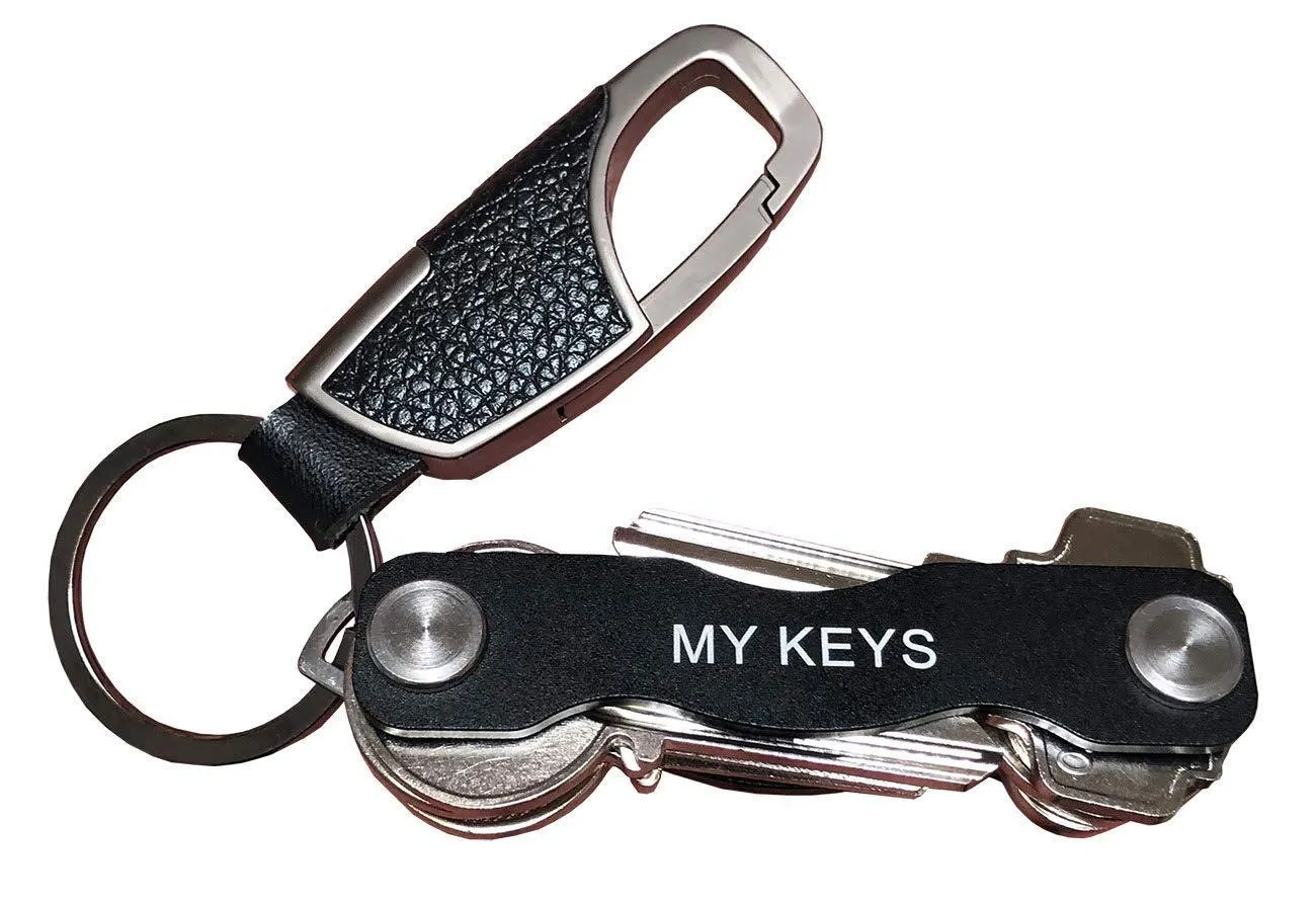 Smart Compact Key Holder with Keychain Bundle - Key Pocket Organizer for Up to 10 Keys - Smart Key Organizer with Secure Locking Mechanism with Keychain