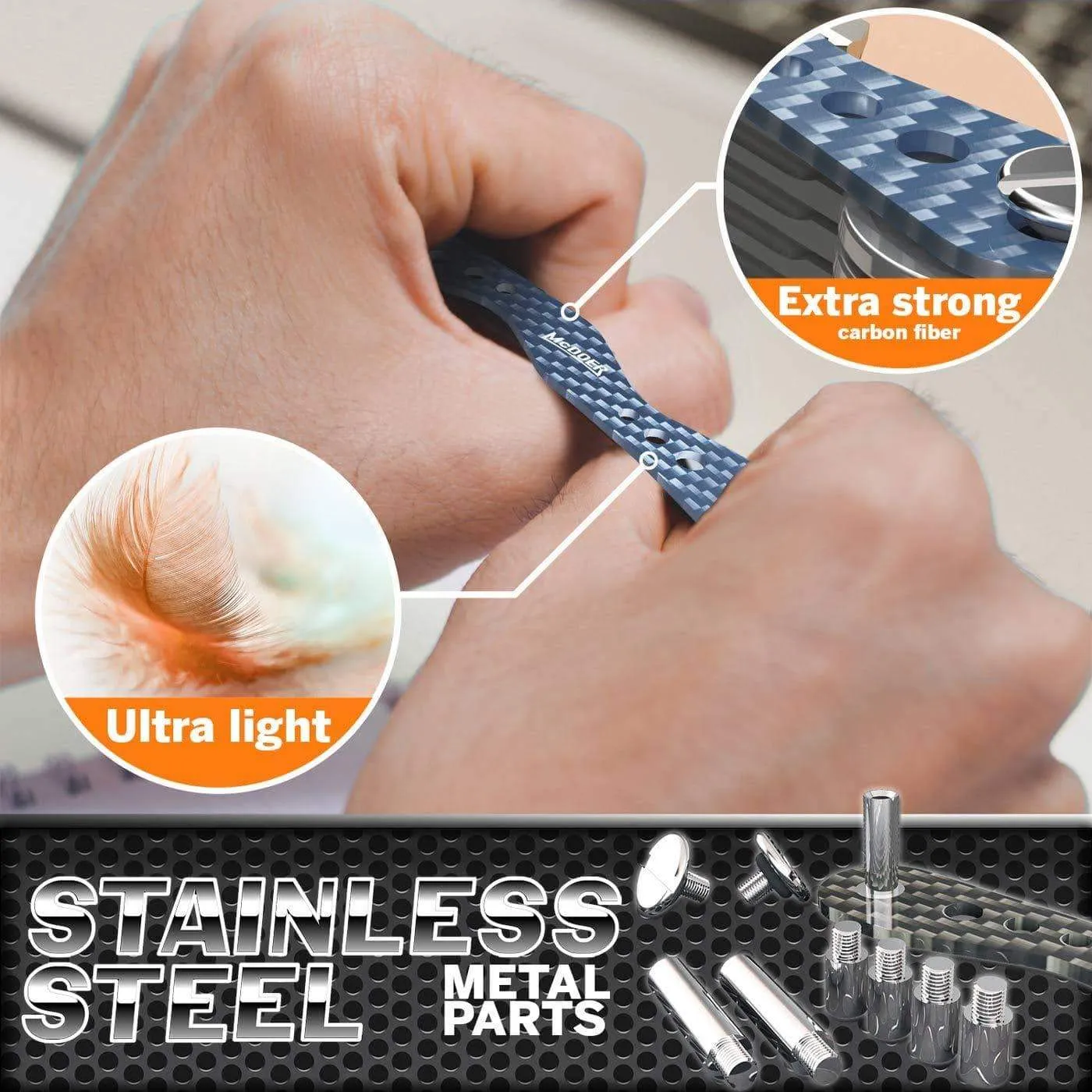 Smart Compact Key Organizer Keychain - VER 2.0 Stainless Steel Screws, Carbon Fiber Key Holder Keyring up to 20 Keys with Carabiner, Cash Stash SIM and Bottle Opener, Blue Folding Keychain Multitool