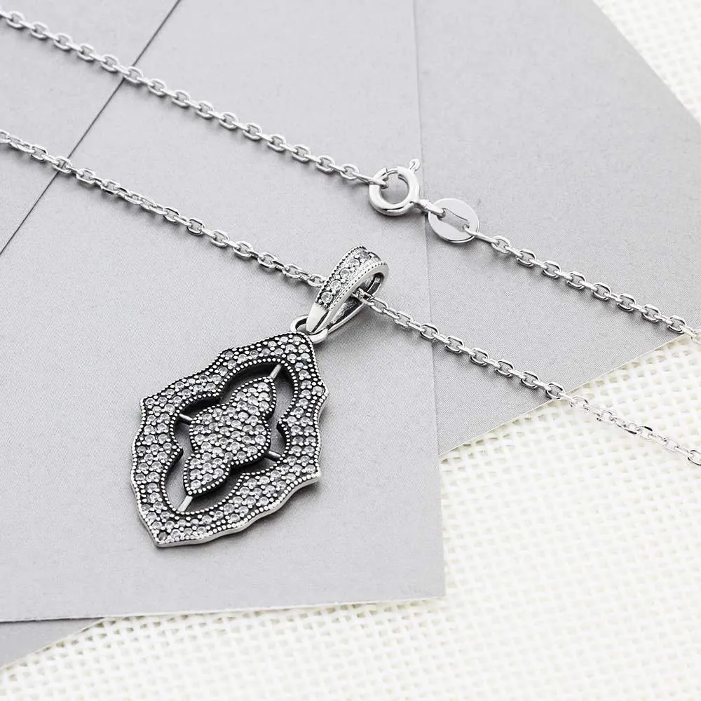 Solid 925 Sterling Silver Necklace & Pendants Fashion Women Necklace Vintage Design Jewelry