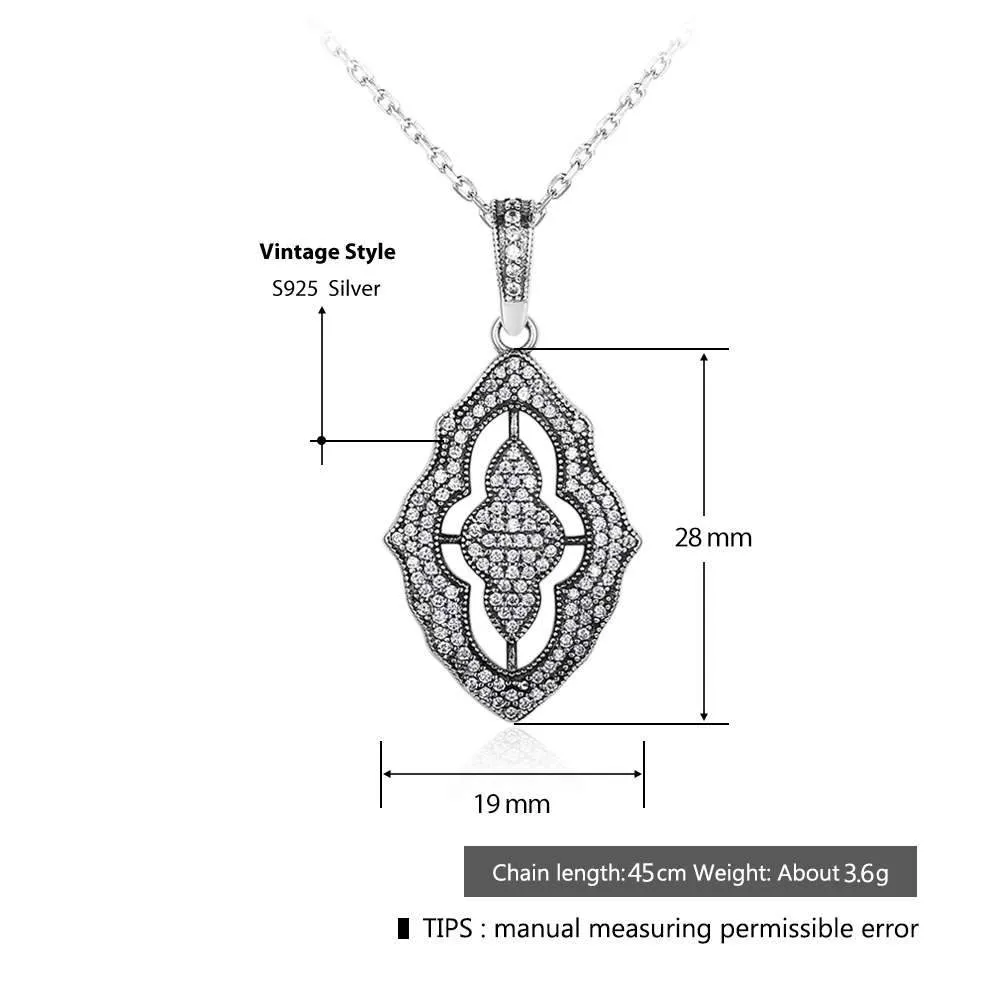 Solid 925 Sterling Silver Necklace & Pendants Fashion Women Necklace Vintage Design Jewelry