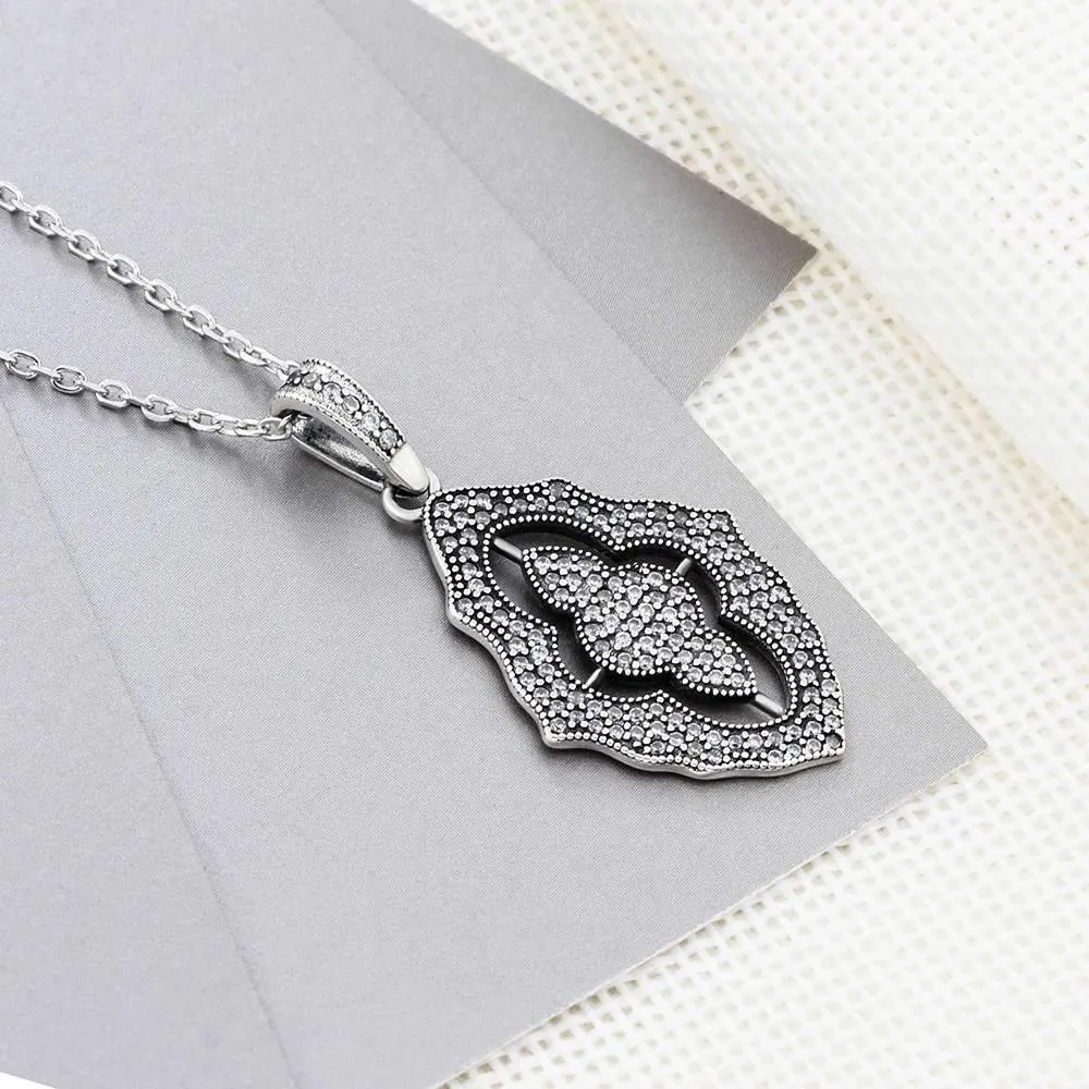 Solid 925 Sterling Silver Necklace & Pendants Fashion Women Necklace Vintage Design Jewelry