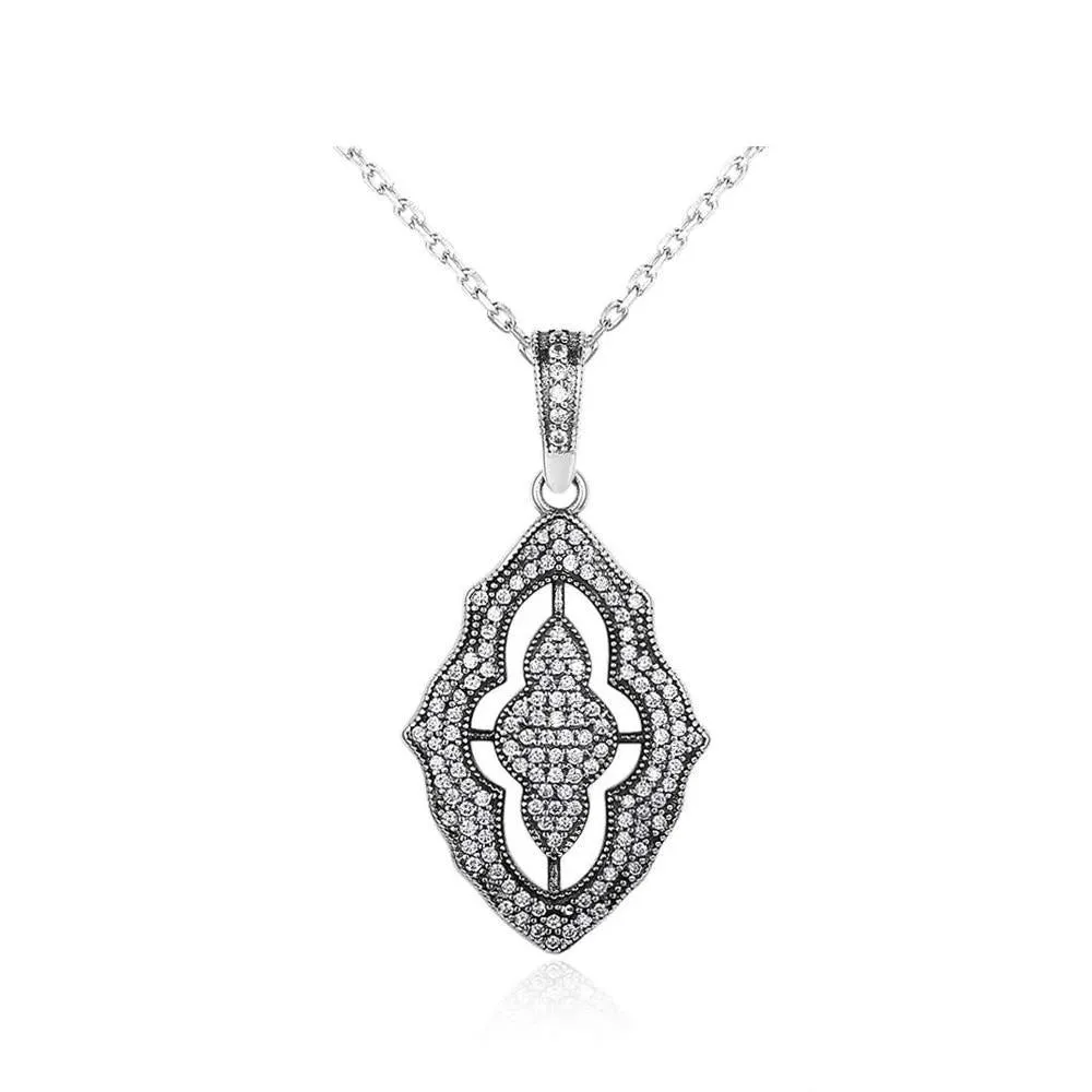 Solid 925 Sterling Silver Necklace & Pendants Fashion Women Necklace Vintage Design Jewelry