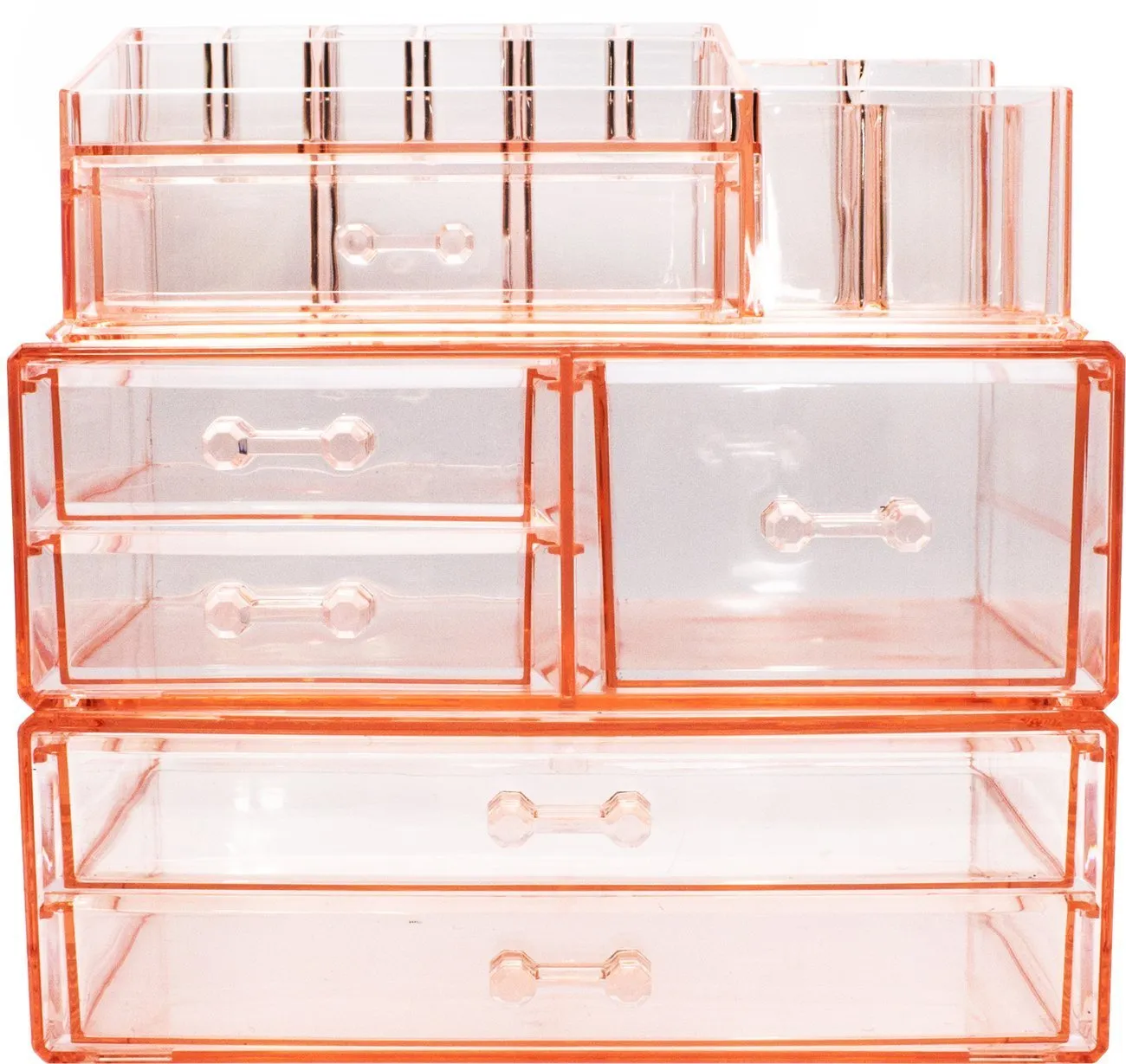 Sorbus Acrylic Cosmetics Makeup and Jewelry Storage Case Display Sets -Interlocking Drawers to Create Your Own Specially Designed Makeup Counter -Stackable and Interchangeable (Pink)
