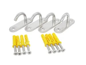 Stainless Steel Ceiling Hooks Wall Hooks, M6 Screw Mount Hook Hangers, Pad Eye Straps Tie Down Anchor Point Rigging, Pack of 4