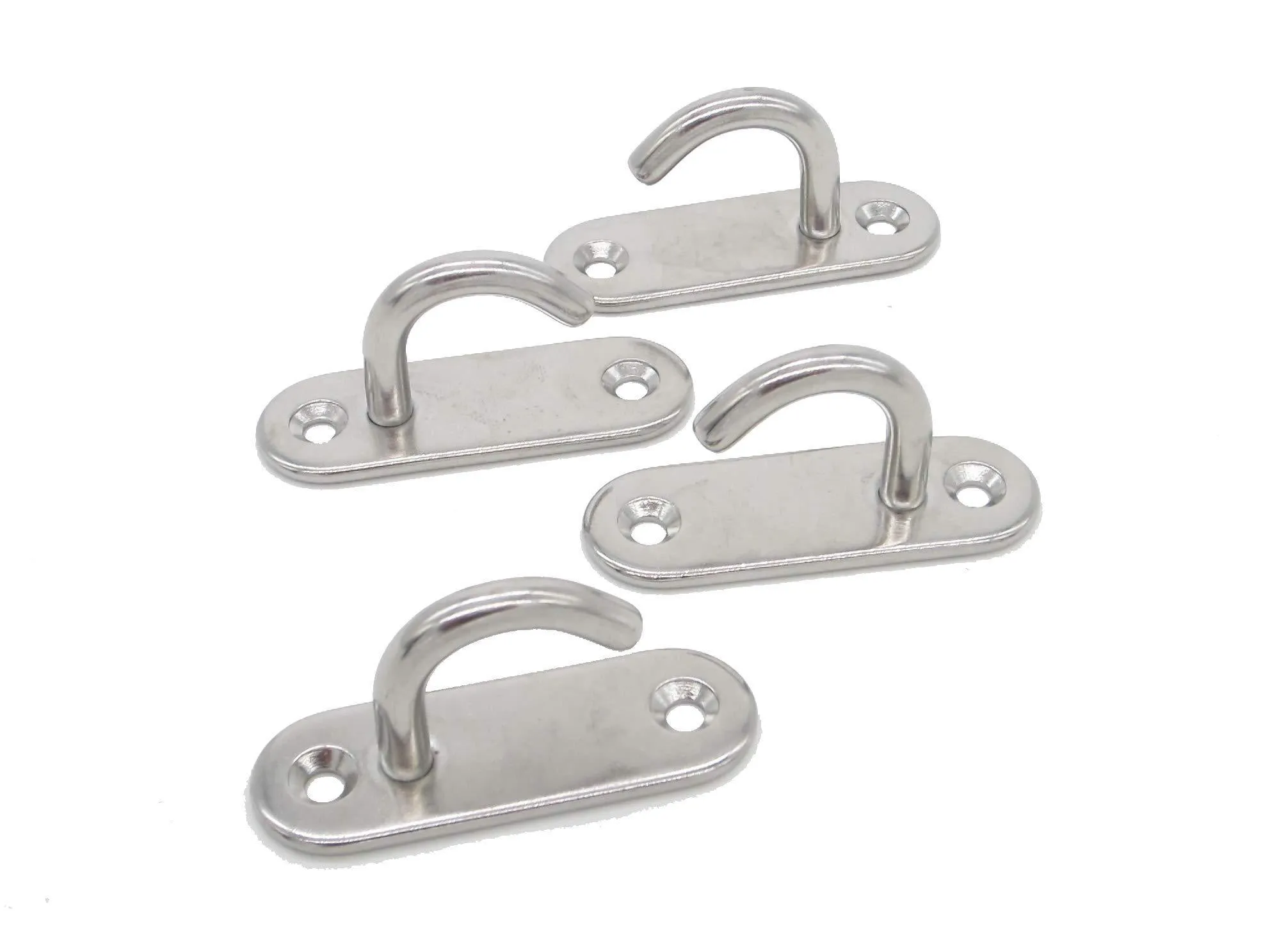 Stainless Steel Ceiling Hooks Wall Hooks, M6 Screw Mount Hook Hangers, Pad Eye Straps Tie Down Anchor Point Rigging, Pack of 4