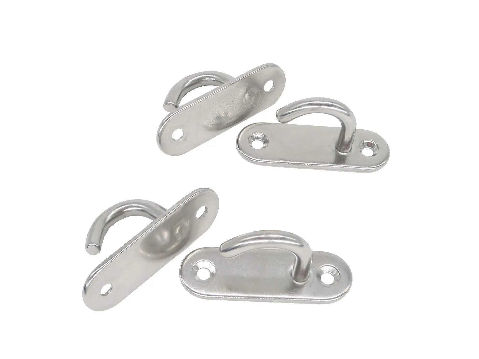 Stainless Steel Ceiling Hooks Wall Hooks, M6 Screw Mount Hook Hangers, Pad Eye Straps Tie Down Anchor Point Rigging, Pack of 4