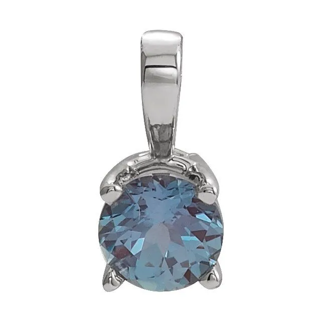 Sterling Silver 3 mm Imitation Alexandrite Pendant
