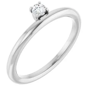 Sterling Silver 3 mm Round Imitation Diamond Stackable Ring