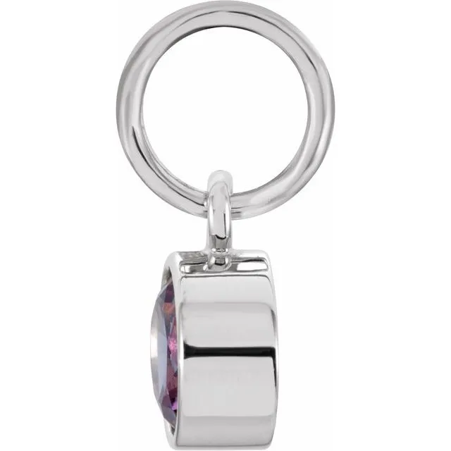 Sterling Silver 4 mm Round Imitation Alexandrite Birthstone Charm