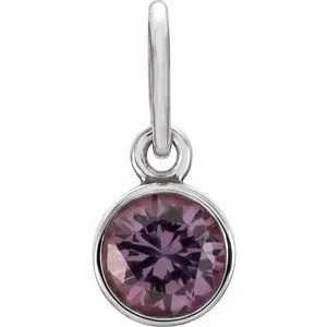 Sterling Silver 4 mm Round Imitation Alexandrite Birthstone Charm