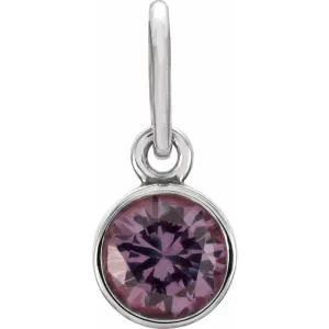 Sterling Silver 4 mm Round Imitation Alexandrite Birthstone Charm
