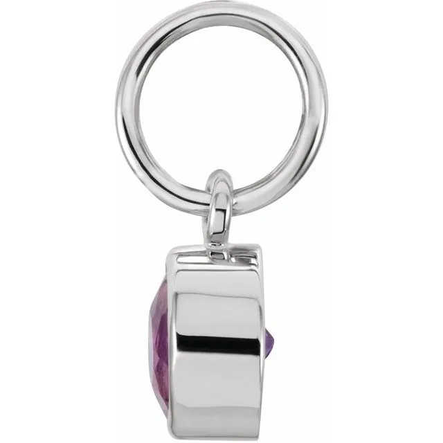 Sterling Silver 4 mm Round Imitation Amethyst Birthstone Charm