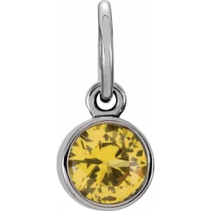Sterling Silver 4 mm Round Imitation Citrine Birthstone Charm