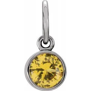 Sterling Silver 4 mm Round Imitation Citrine Birthstone Charm