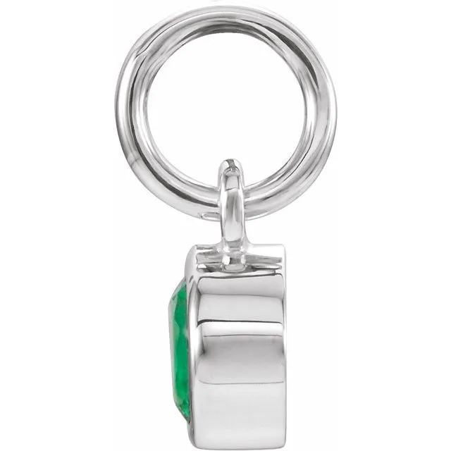 Sterling Silver 4 mm Round Imitation Emerald Birthstone Charm