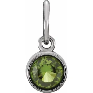 Sterling Silver 4 mm Round Imitation Peridot Birthstone Charm