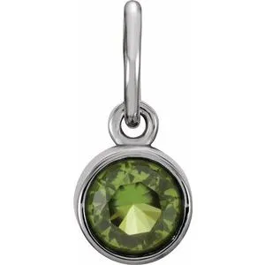 Sterling Silver 4 mm Round Imitation Peridot Birthstone Charm