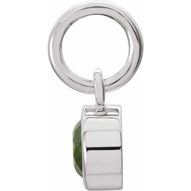 Sterling Silver 4 mm Round Imitation Peridot Birthstone Charm